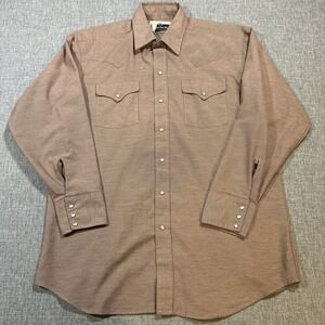 Vintage Panhandle Slim Shirt 17x35 XL Pearlsnap Western Work Pocket LS
